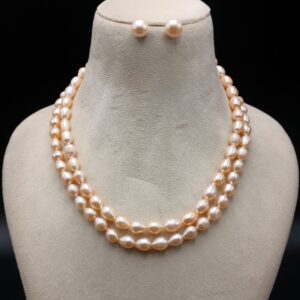 2 Row Pearl Necklace Set