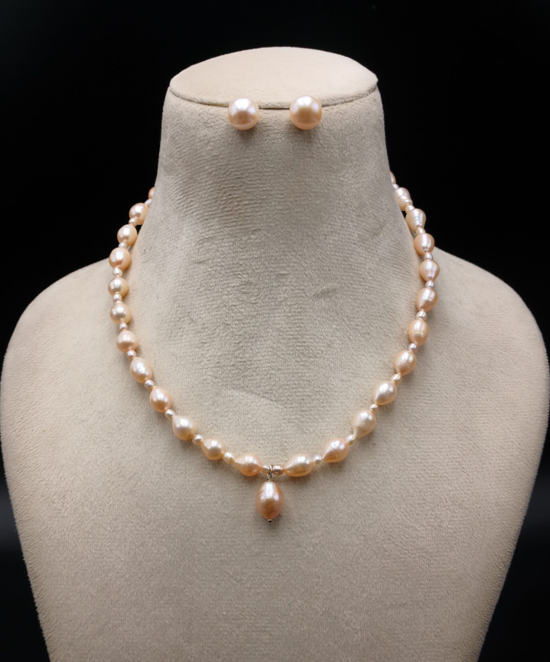 Real Pearl Necklace Pendent Pink Set