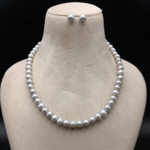 Single line Gray pearl necklace Set