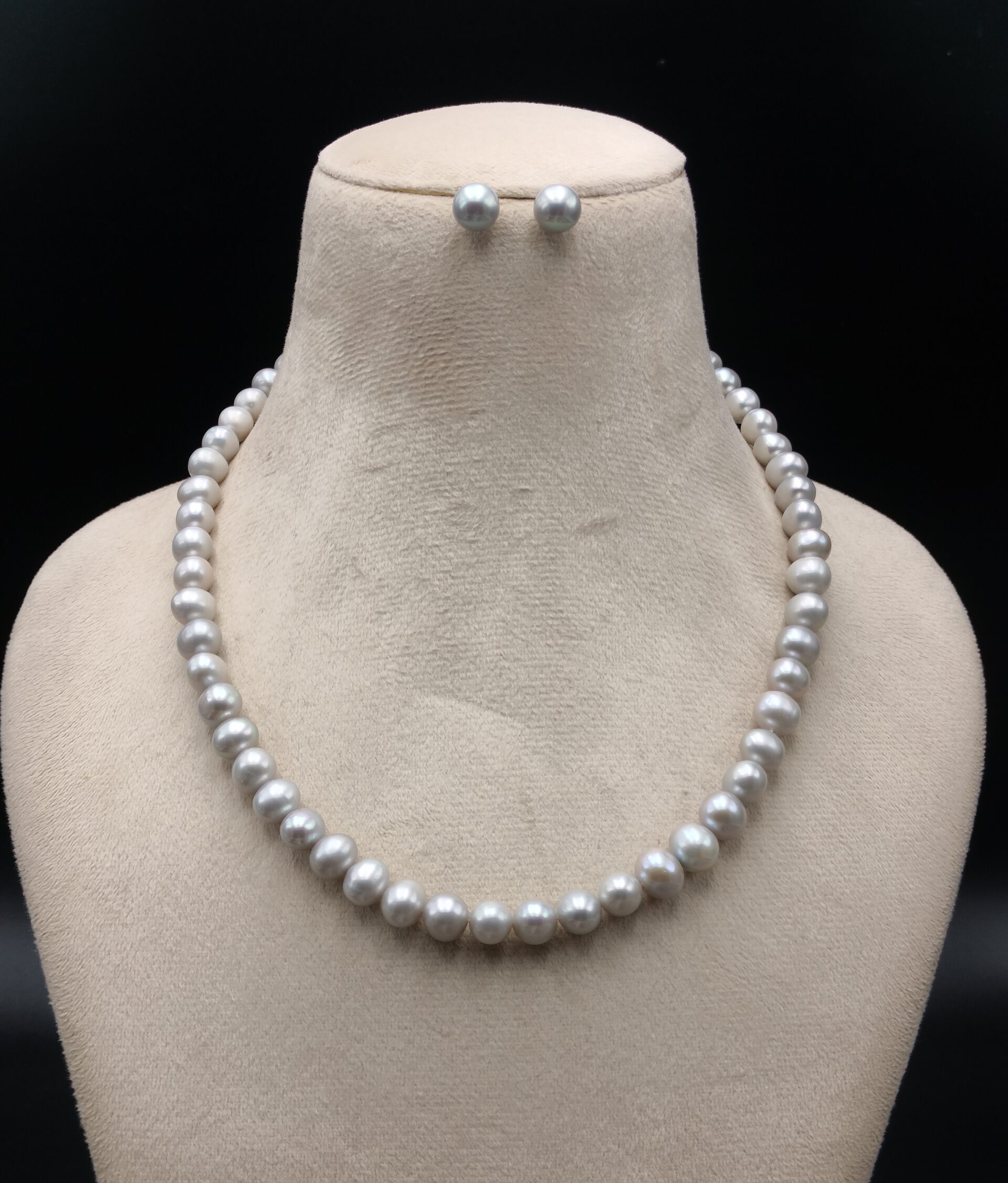 Single line Gray pearl necklace Set