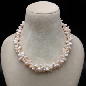Original Gajra Freshwater Pearl Necklace Tumble shape Light Pink Color