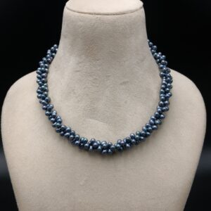 Real Freshwater Gajra Pearl Necklace Drop shape (Peacock Blue)