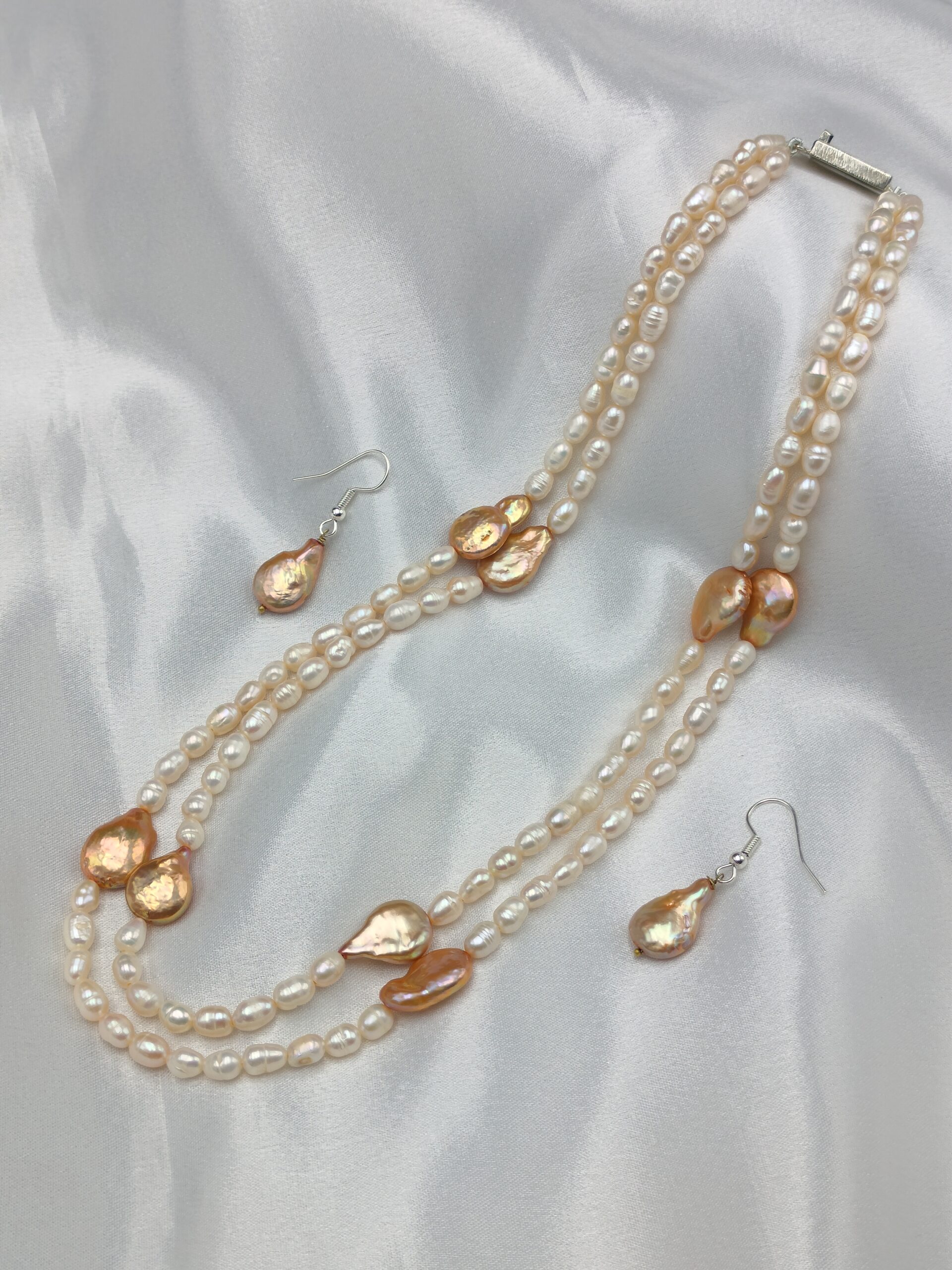 Pearl necklace set original for women Double layer - Image 2