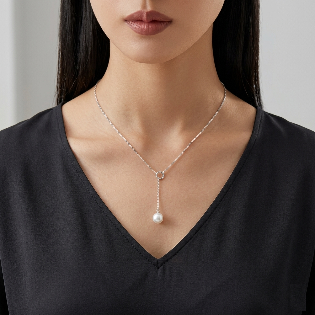 925 Sterling Silver Chain With Single Pearl Pendant