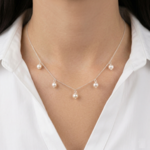 925 Sterling Silver Hanging Pearl Chain Necklace