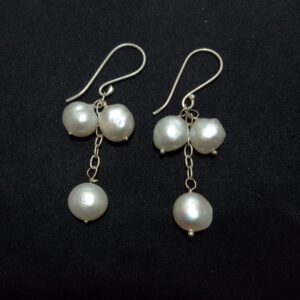 925 Sterling Silver Natural Tumble Pearl Dangle Earrings