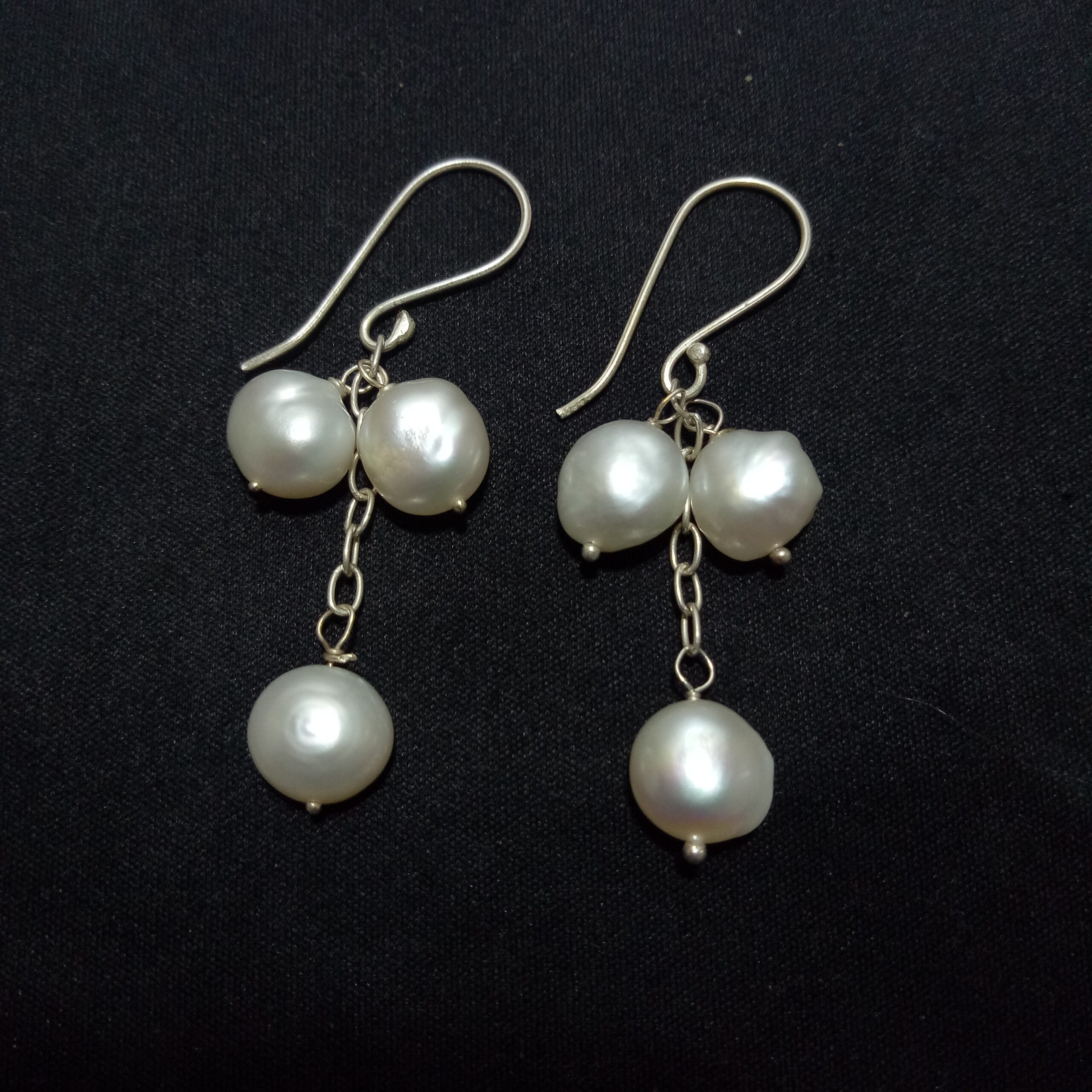 925 Sterling Silver Natural Tumble Pearl Dangle Earrings
