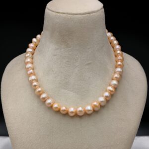 Single line Pearl Necklace Peach Color