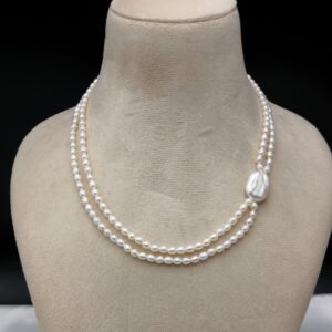 Stylish 2 Layer White Freshwater Pearl Necklace