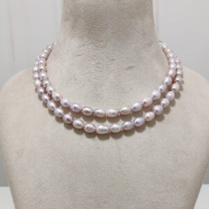 Hyderabadi Freshwater Double Layer Oval Shape Pearl Necklace