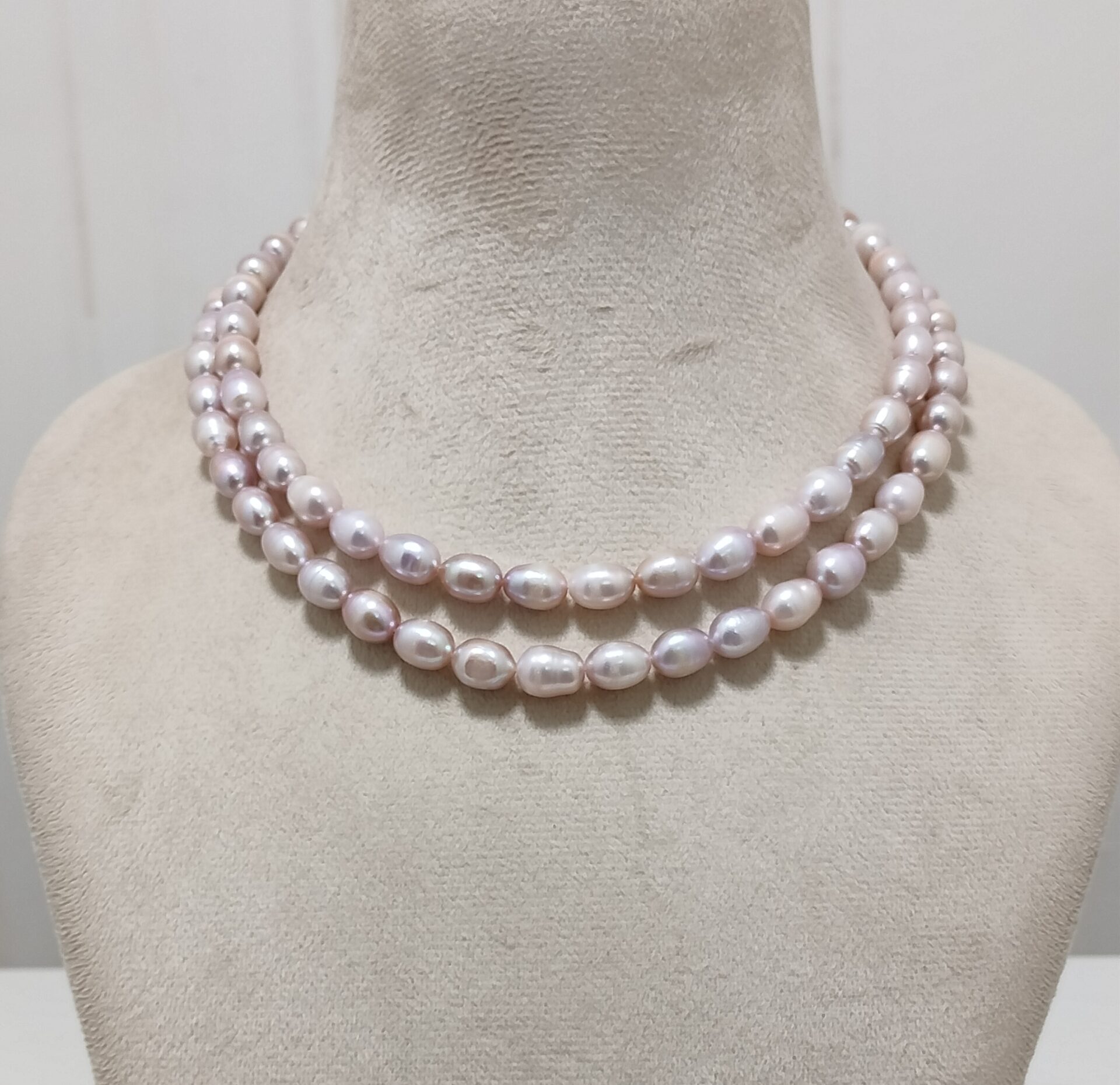 Hyderabadi Freshwater Double Layer Oval Shape Pearl Necklace
