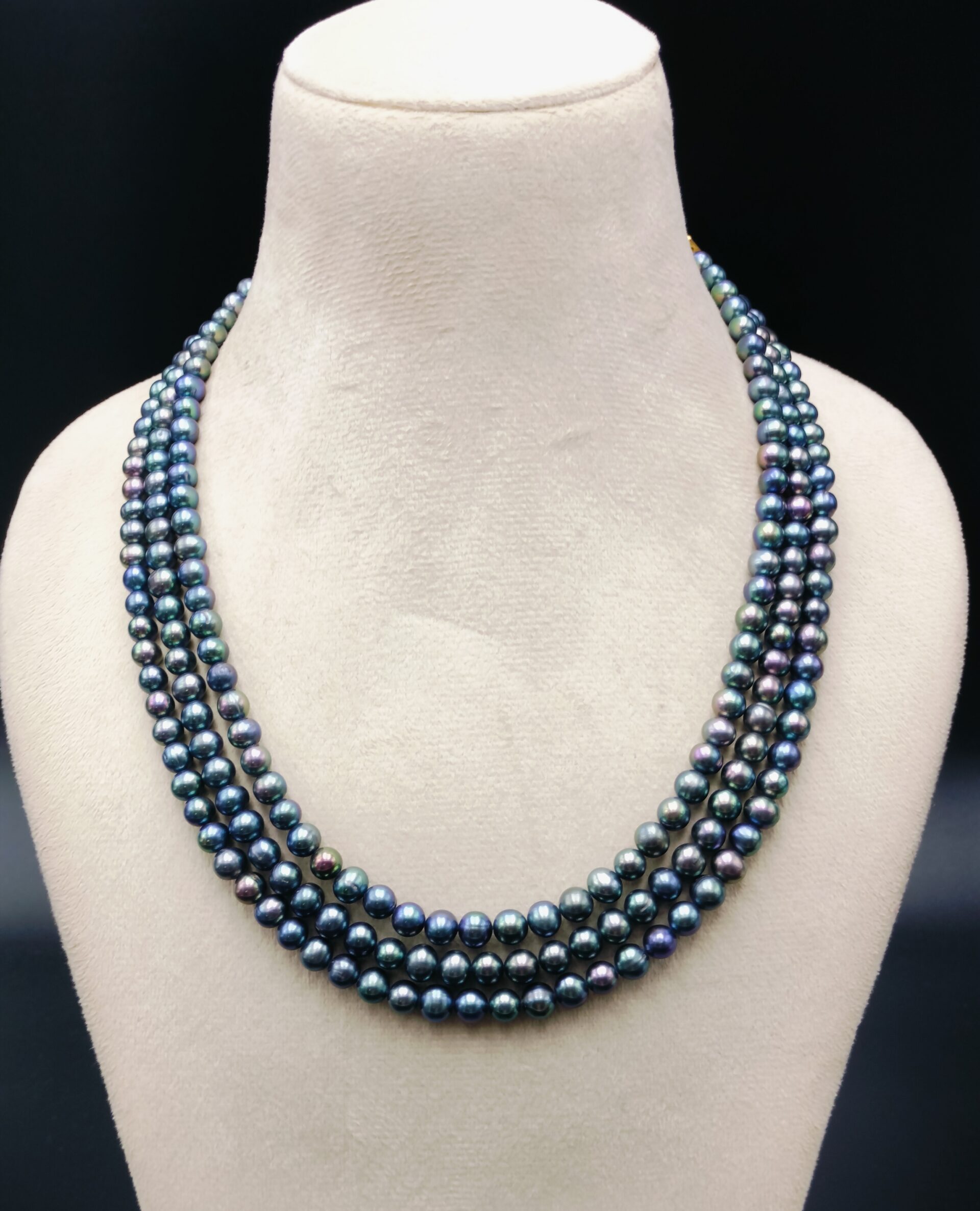 Freshwater Pearl Peacock 3 Layer Necklace