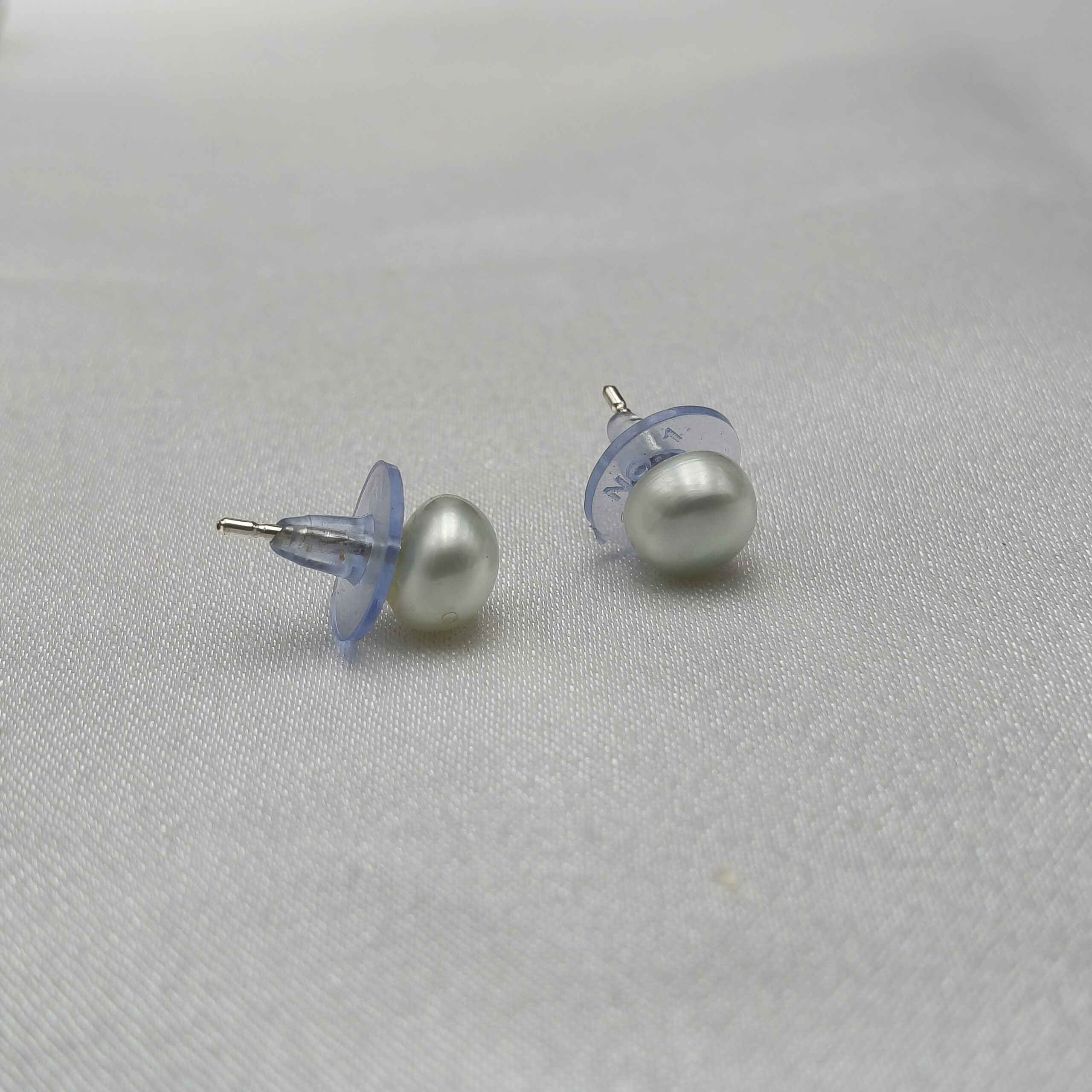 Freshwater Light Sky Blue Pearl Stud Earrings - Image 2