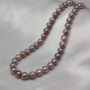 Natural Dark Lavender Color Pearl Necklace
