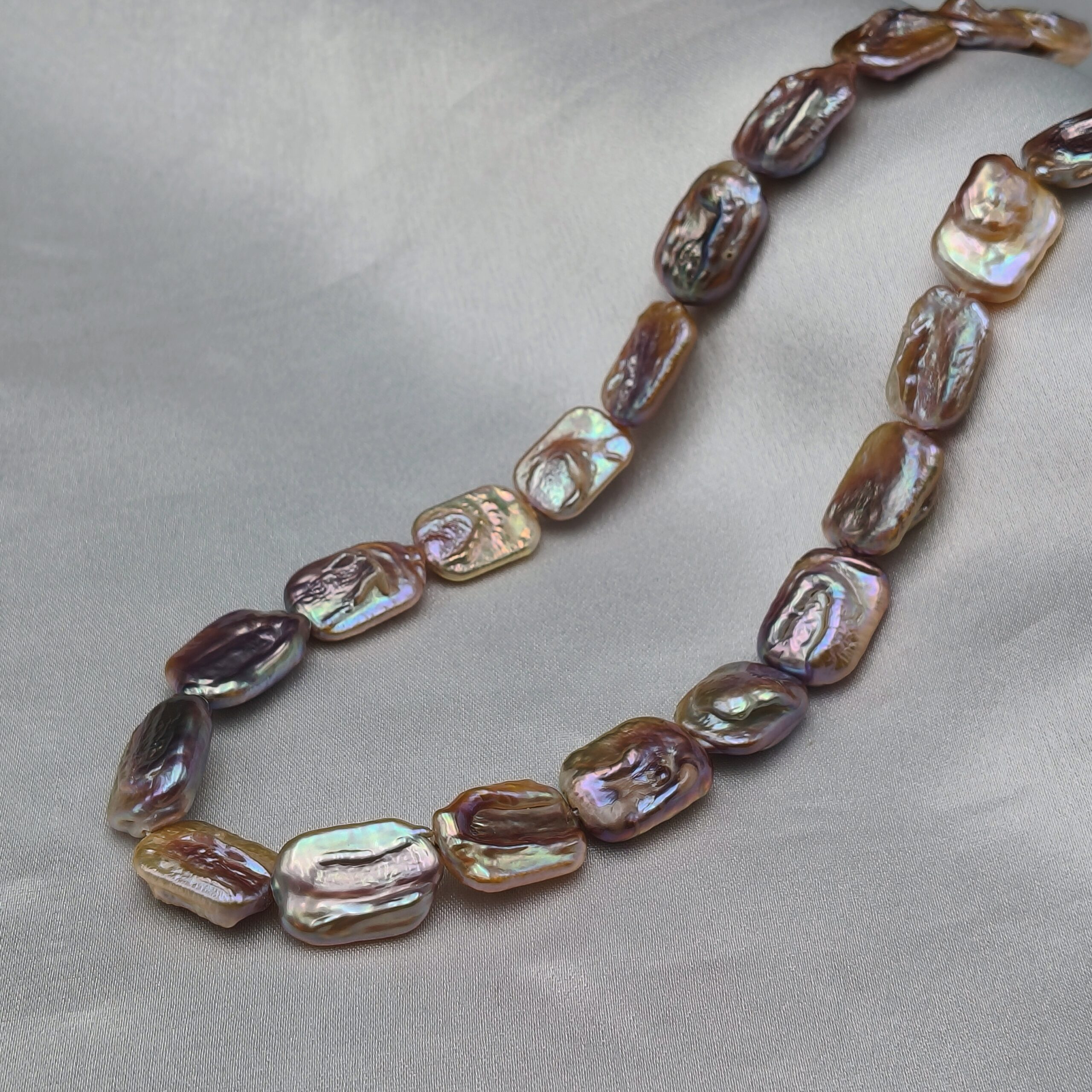 Natural Lavender Color Rectangular Pearl Necklace