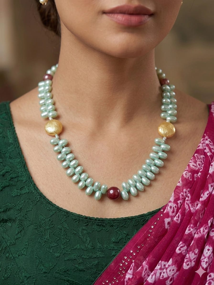 Beautiful Gajra Freshwater Pearl Necklace