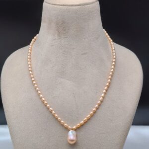 Natural Pearl Necklace with Baroque Pendent