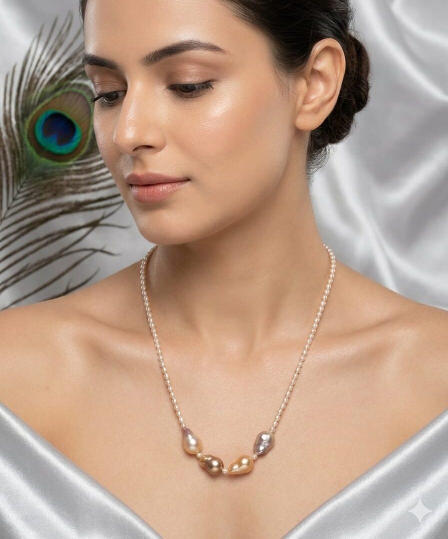 Beautiful Multi color Baroque Pearl Necklace Pendent
