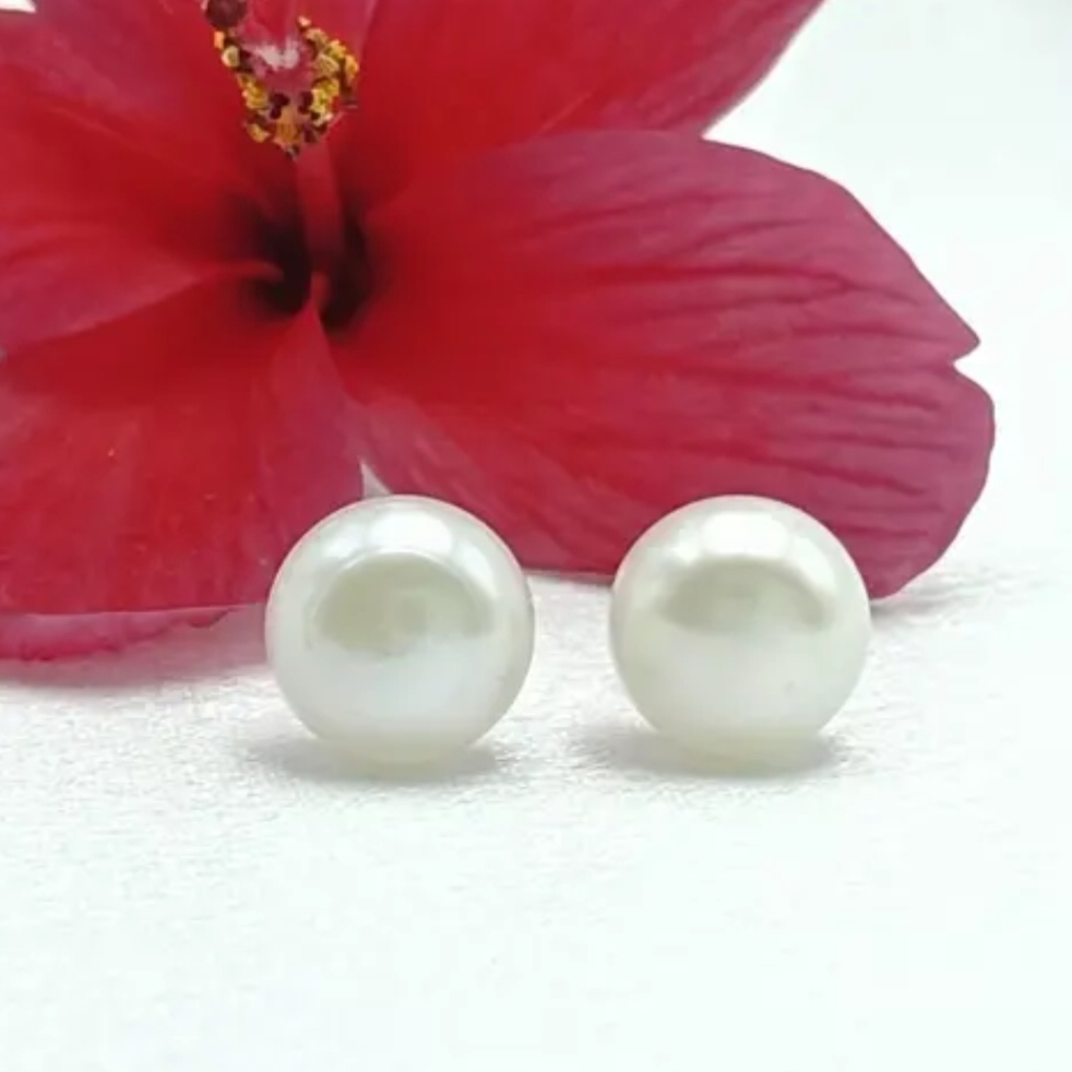 Sterling Silver White Pearl Studs Earrings - Image 2