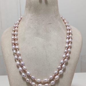 Beautiful Oval Shaped Double Layer Pearl Necklace