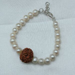 Original Freshwater Pearl & Rudraksha Bracelet For Unisex