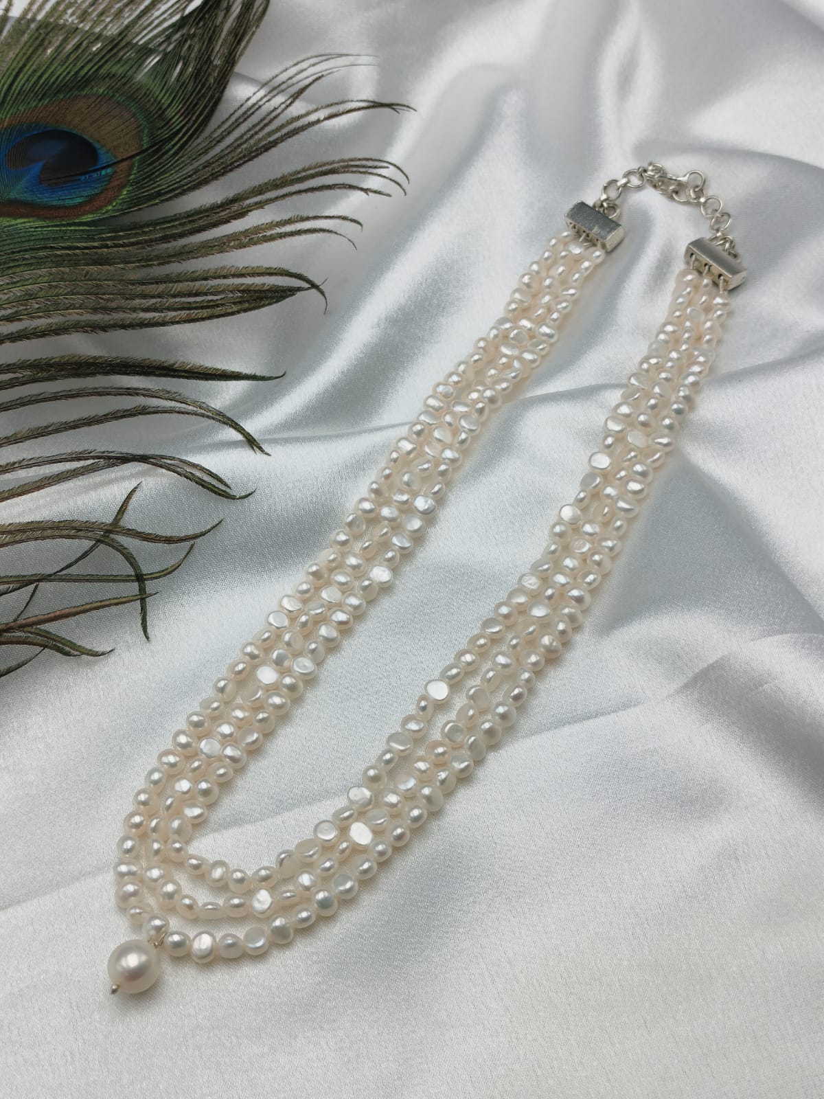 Freshwater 3 Layer Keshi Pearl Necklace - Image 2