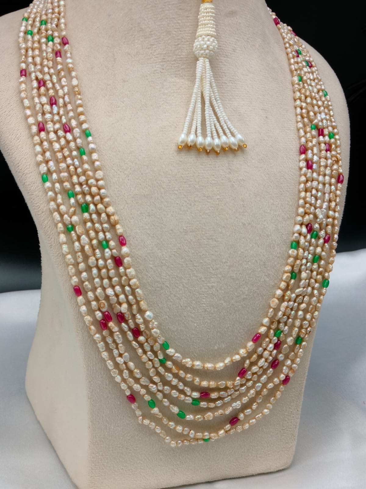 Extraordinary 7 Layer Basra Tone Pearl Necklace - Image 2