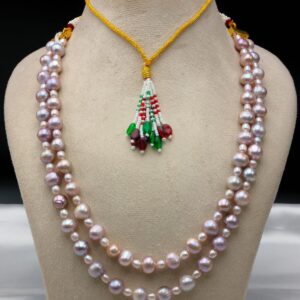 2 Layer Natural Lavender Pearl Necklace
