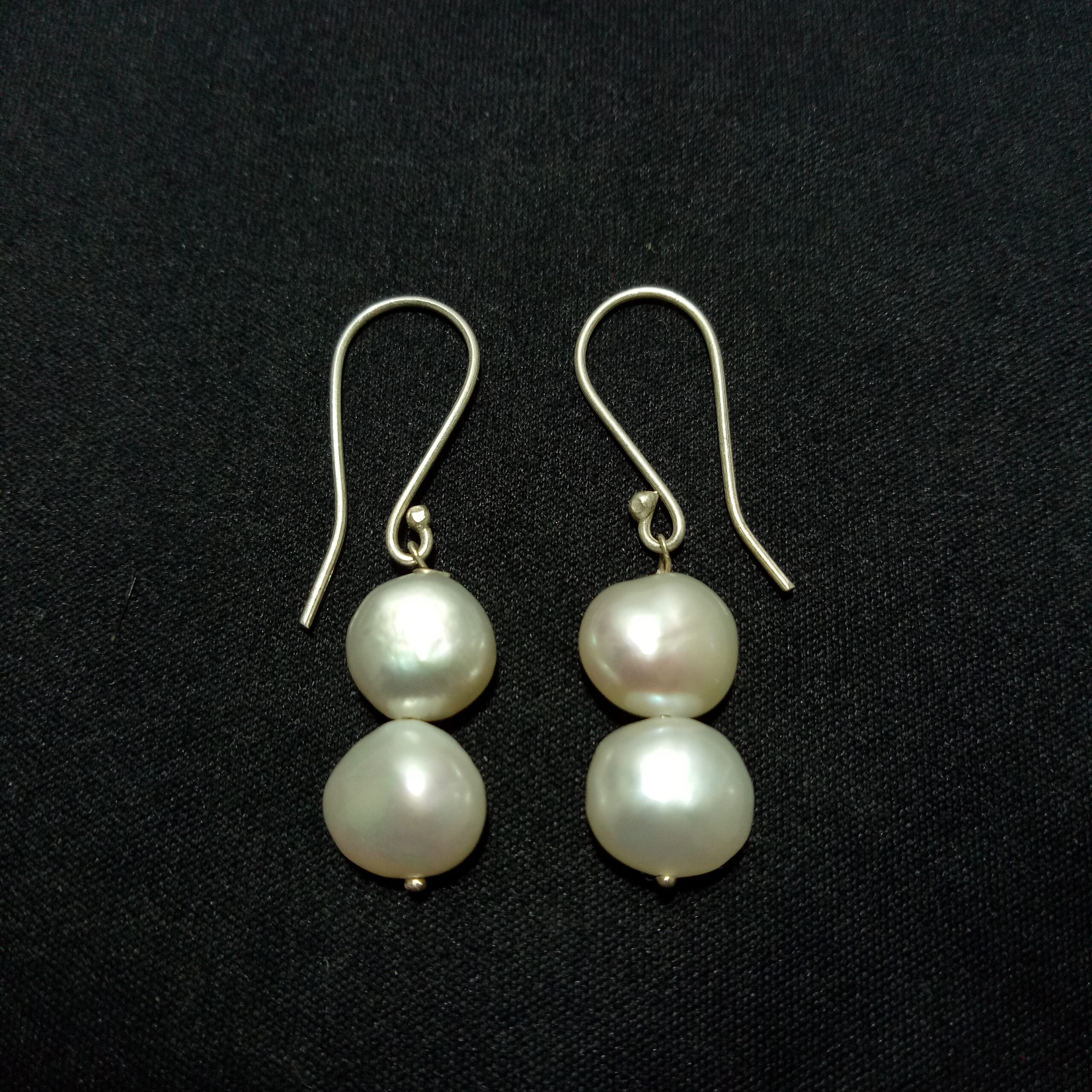 925 Sterling Silver Tumble Real Pearl Earrings - Image 2