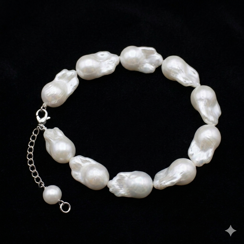 White Freshwater Baroque Pearl Bracelet