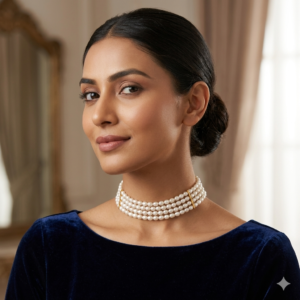 Beautiful Four Layer Pearl choker Set White