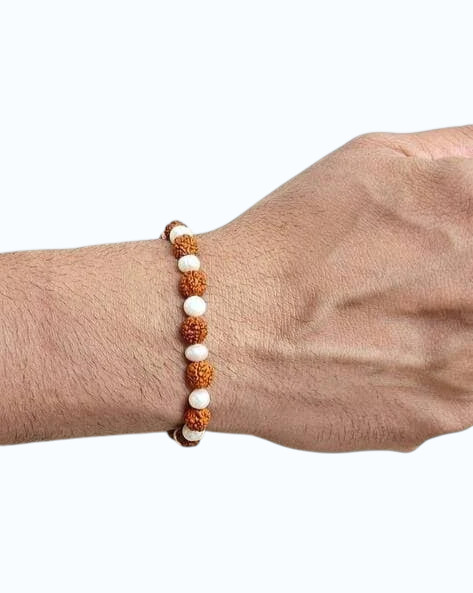 Freshwater Pearl & Rudraksha Bracelet - Image 2