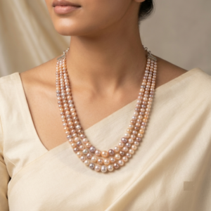 Natural Multi Color 3 Layer Graduation Pearl Necklace