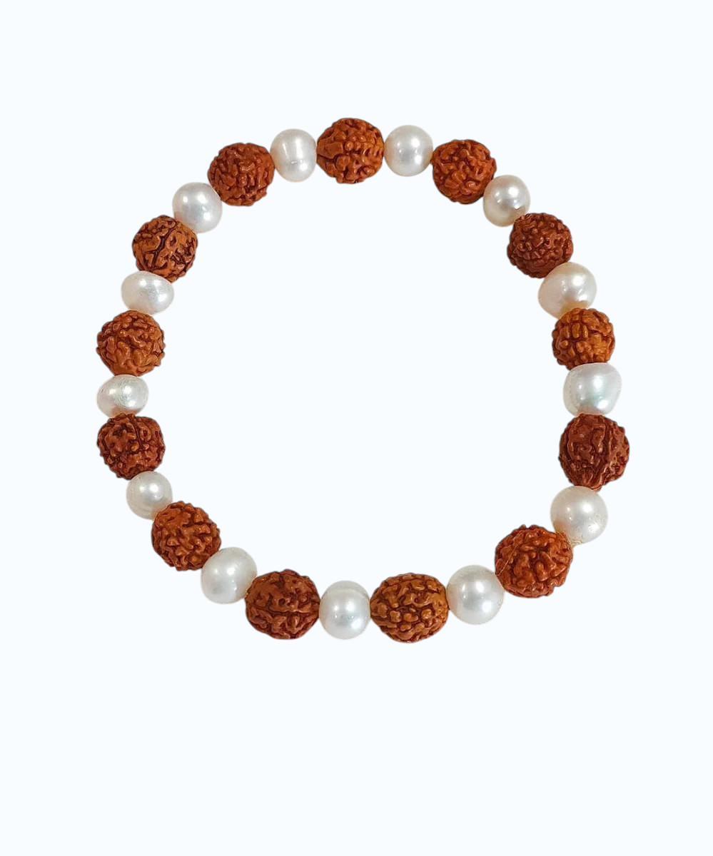 Freshwater Pearl & Rudraksha Bracelet